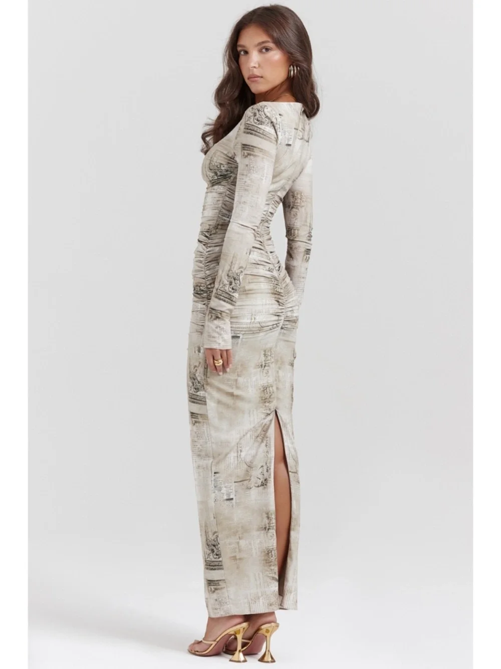 NEW House of CB Lanetta Pale Sage Print Maxi Dress XS